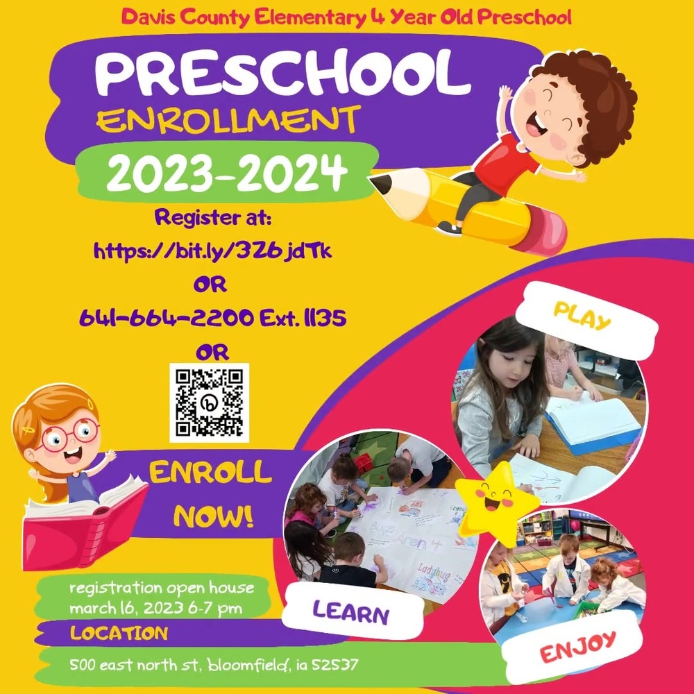20232024 Preschool Registration Open! Davis County Elementary School